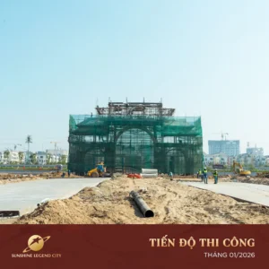 Phần cổng chính đang dần hoàn thiện, đem lại nhận diện cho dự án