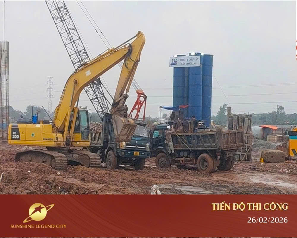 SUNSHINE LEGEND CITY RỰC LỬA TIẾN ĐỘ ĐẦU XUÂN 2026 5 Số lượng lớn thiết bị máy móc hoạt động liên tục