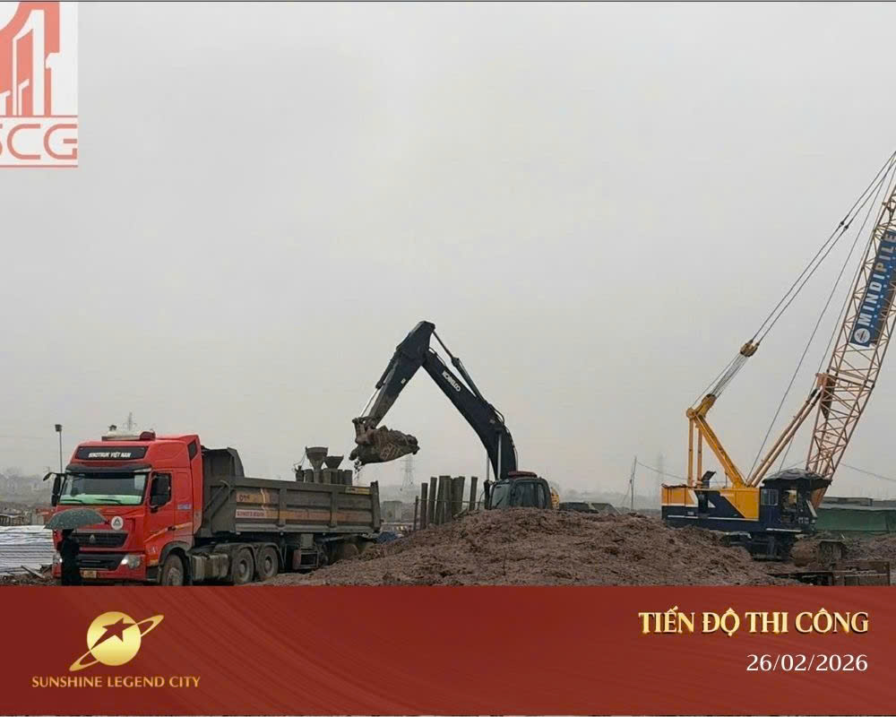 SUNSHINE LEGEND CITY RỰC LỬA TIẾN ĐỘ ĐẦU XUÂN 2026 6 Số lượng lớn thiết bị máy móc hoạt động liên tục