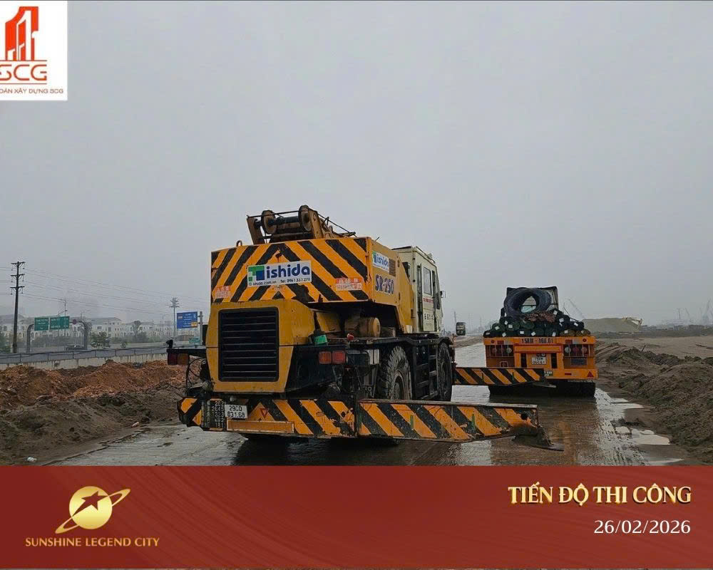SUNSHINE LEGEND CITY RỰC LỬA TIẾN ĐỘ ĐẦU XUÂN 2026 7 Số lượng lớn thiết bị máy móc hoạt động liên tục